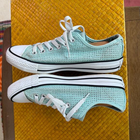 Converse All Star Lo Chuck Taylor Ox Motel Blue Perforated Womens Size 8 551623F - Picture 4 of 10